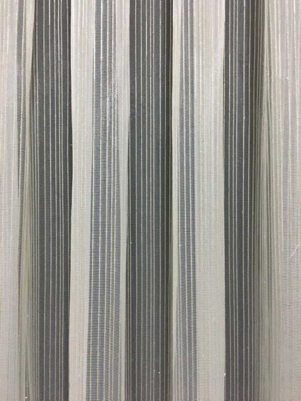 Briillant Çizgili Vizon Simli etek kurşunlu ütü istemez tül perde - 7