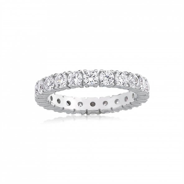 Swarovski Taşlı Özel Tasarım 925 Ayar Gümüş Sertifikalı Tamtur Yüzük - 2