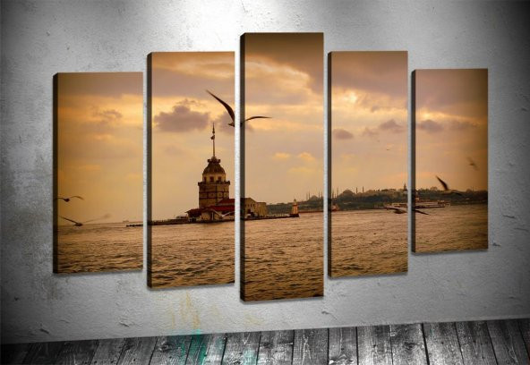 xa155 5 Parçalı Tablo Kız Kulesi Akşam