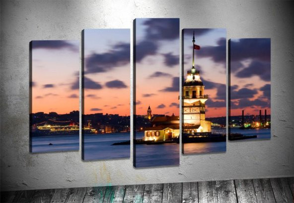 ist33 5 Parçalı Tablo İstanbul Kız Kulesi
