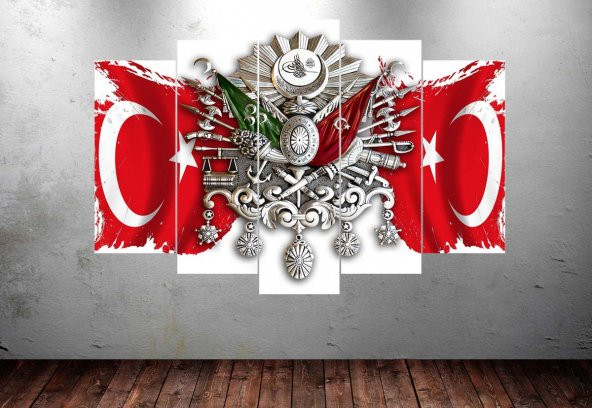 djn103 Osmanlı Arma Türk Bayrağı Kanvas Tablo