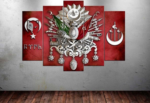 blc7 Osmanlı Arma Alperenler Simgesi ve Kurt Kanvas Tablo - 1
