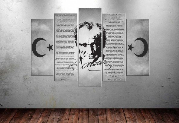 ata223 5 Parça Tablo Atatürk İstiklal Marşı Gençliğe Hitabe - 1