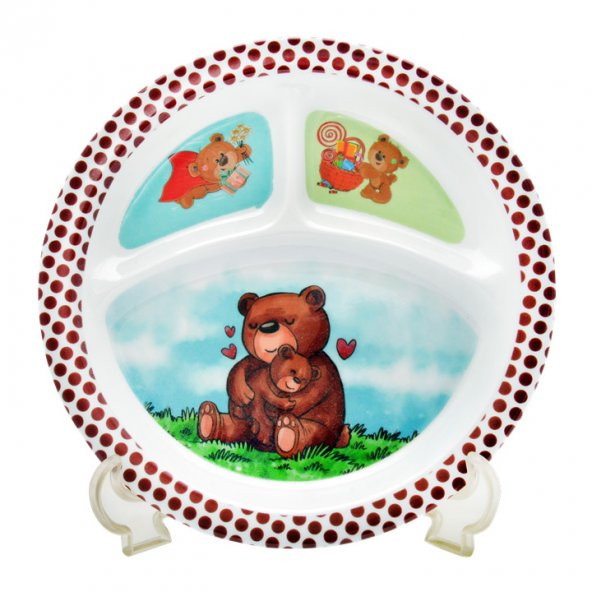 Ayıcık Melamin Bebek Mama Yemek Tabağı Kabı Bardak Kaşık 5li set - 2