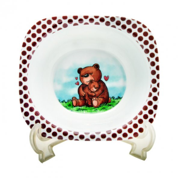 Ayıcık Melamin Bebek Mama Yemek Tabağı Kabı Bardak Kaşık 5li set - 3