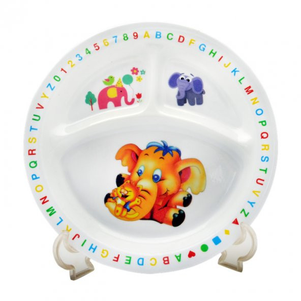 Fil Melamin Bebek Mama Yemek Tabağı Kabı Bardak Kaşık 5li set - 2