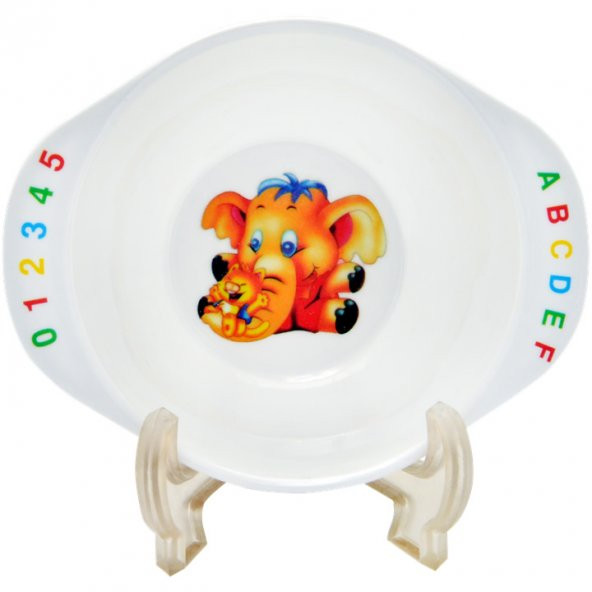 Fil Melamin Bebek Mama Yemek Tabağı Kabı Bardak Kaşık 5li set - 3