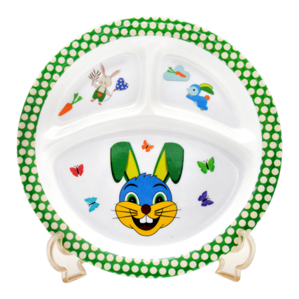 Tavşan Figürlü Mama Yediren Melamin Çocuk Bebek Kase Kabı/Kap Set - 2