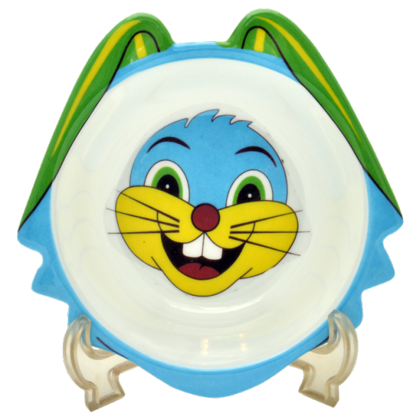 Tavşan Figürlü Mama Yediren Melamin Çocuk Bebek Kase Kabı/Kap Set - 3