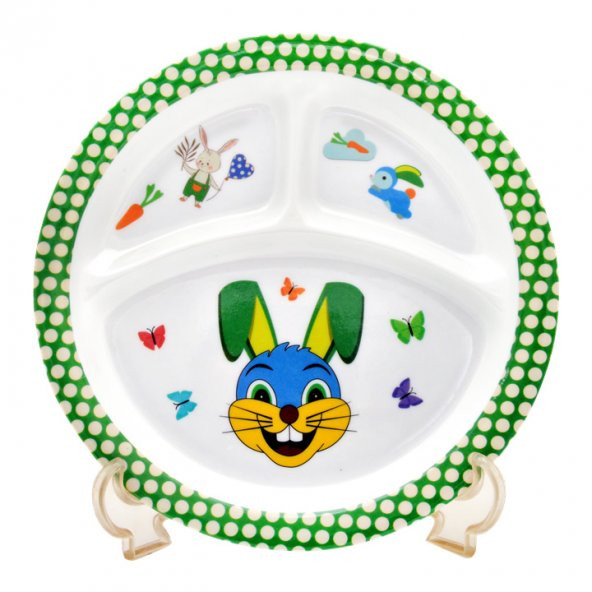 Tavşan Melamin Bebek Mama Yemek Tabağı Kabı Bardak Kaşık 5li set - 2