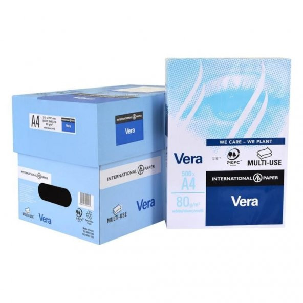 Vera A4 Fotokopi Kağıdı 80gr 1 Koli 5 Paket 2500 Sayfa