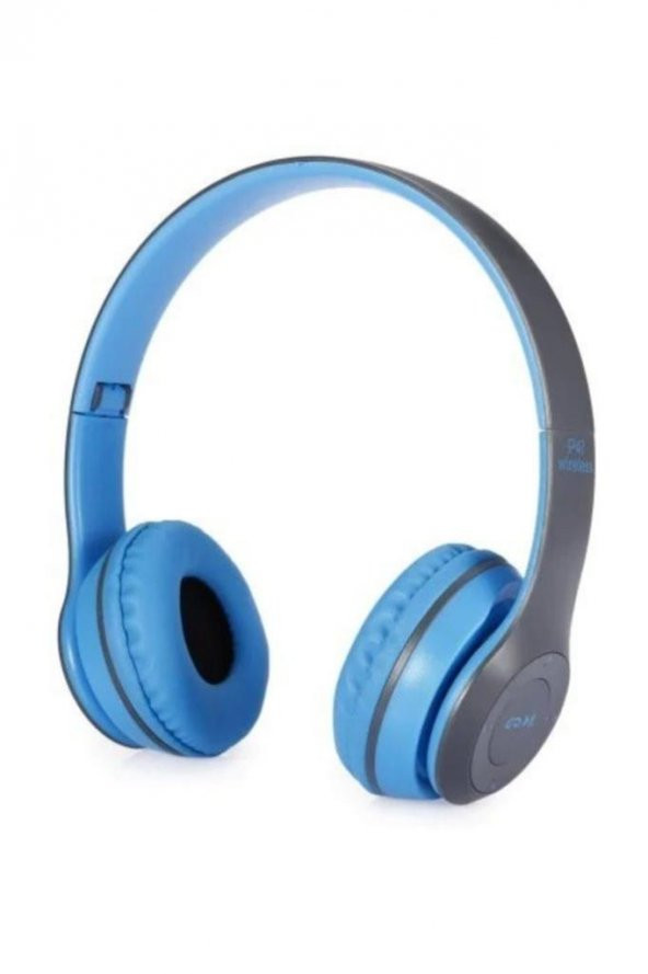 Katlanabilir Bluetooth Kablosuz Oyuncu Kulaklığı P47 Mavi AA76