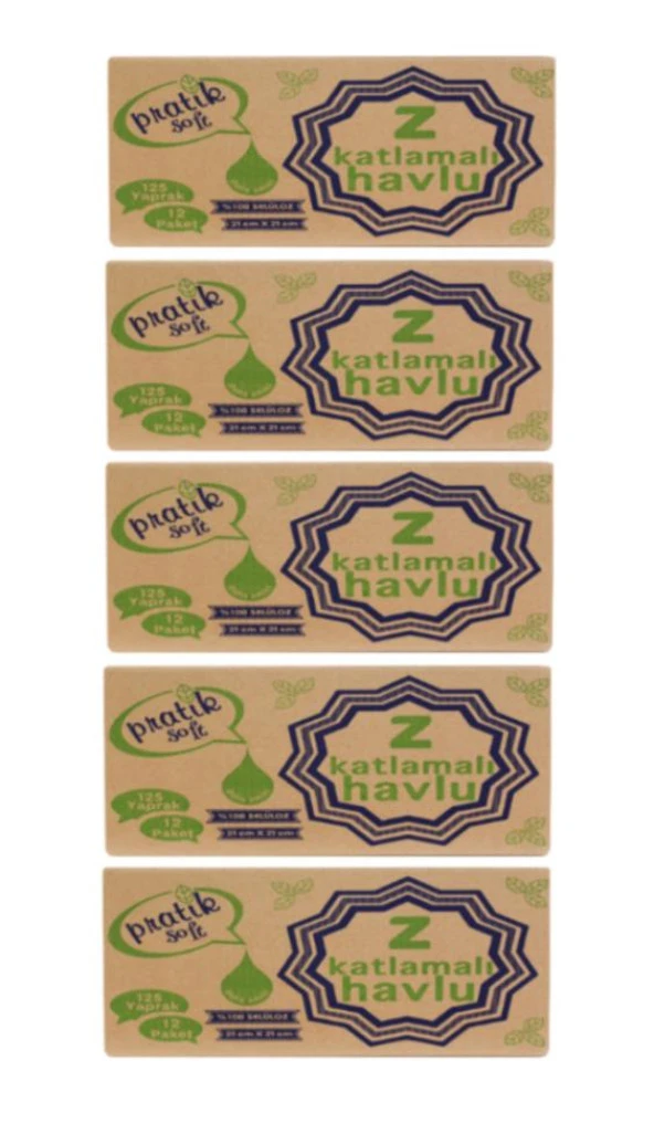 Pratiksoft 5 Koli Z Katlama Dispenser Kağıt Havlu 125 x 60 Paket - 4