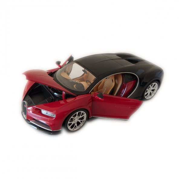 Bugatti Chiron  1/24-27 Ölçek Kırmızı-Siyah Model Oyuncak Araba