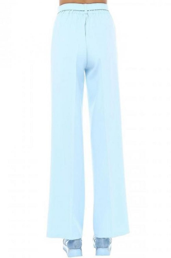 Kuşaklı Bol Paça Bebe Mavi Kadın Pantolon - 3
