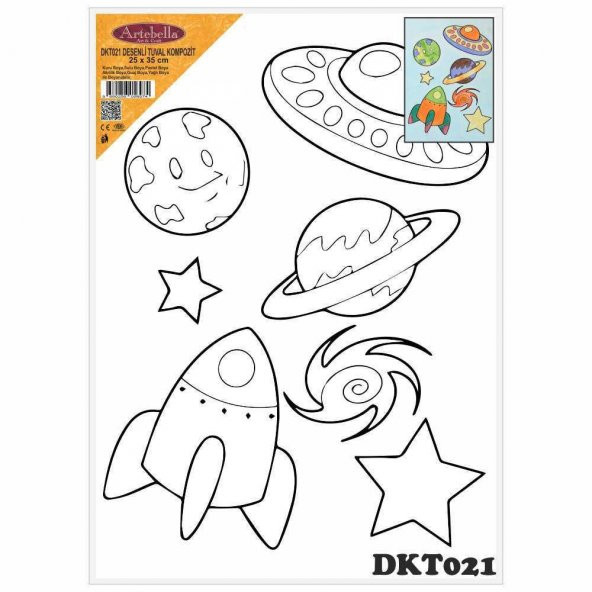 Çocuklar için Uzay Desenli Pres Tuval Boyama 25x35 cm