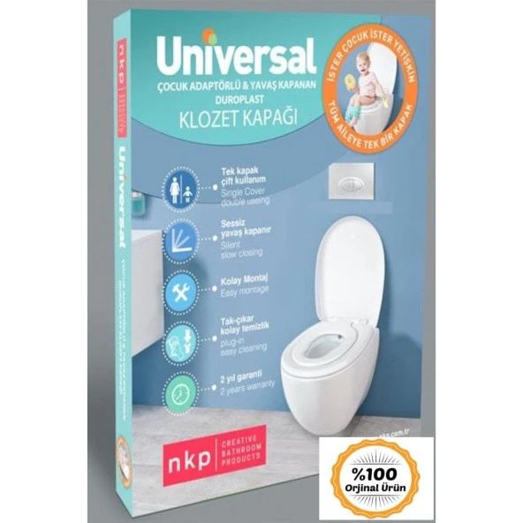 NKP Universal Çocuk Adaptörlü Amortisörlü Klozet Kapağı Kapak - 6
