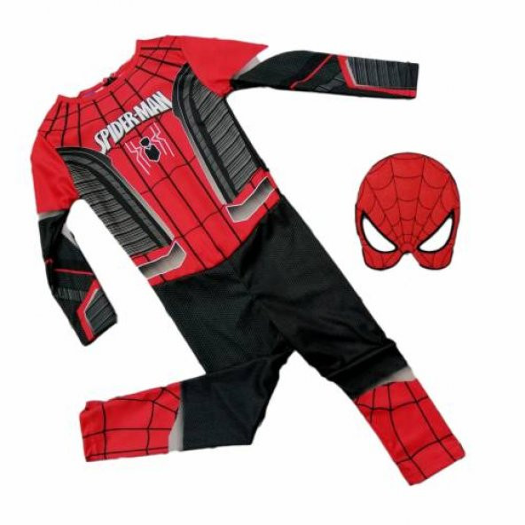 Spiderman Çocuk Kostümü - Kırmızı , Siyah Örümcek Adam Çocuk Kostümü