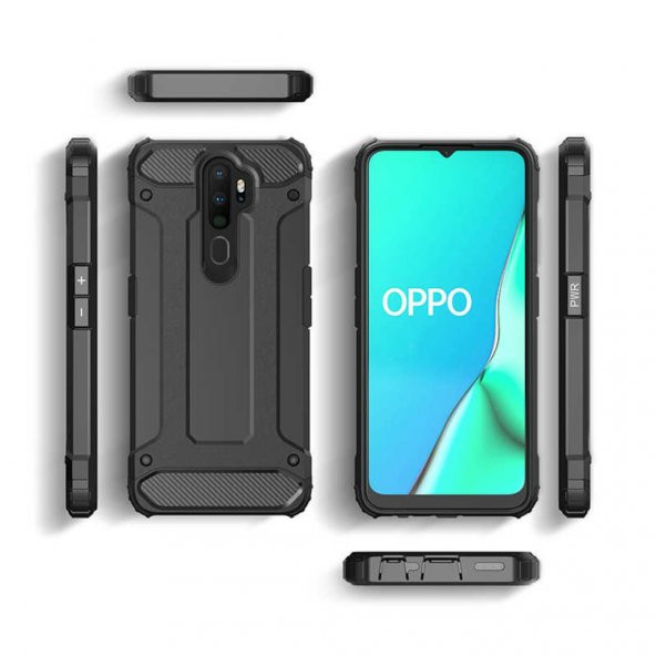 Oppo A5 2020 - A9 2020 Kamera Korumalı Armor Hybrid Zırh Kılıf