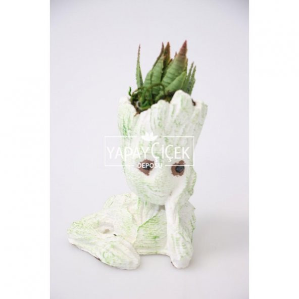 Succulentli Beton Baby Groot Saksı Beyaz