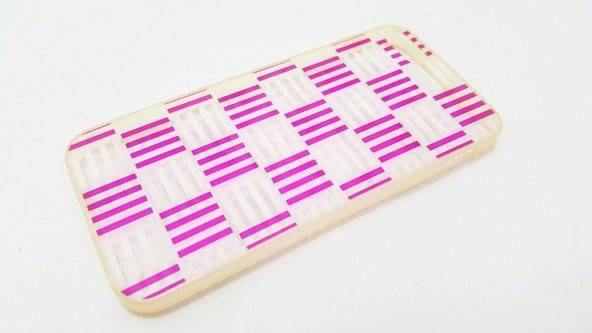 iPhone 5-5S Rubber Silikon Renkli Pembe Kareli Kılıf - 2