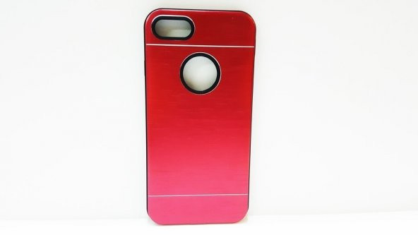 iPhone 7 Kırmızı Metal Sert Rubber Kılıf