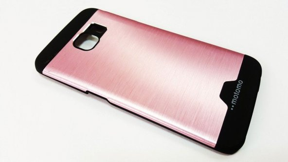 Samsung Galaxy S6 Edge Motomo Pembe Metal Kılıf