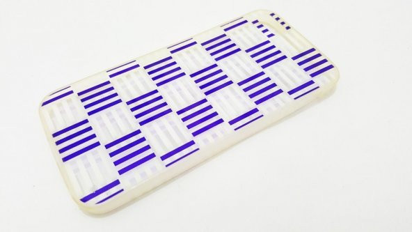 iPhone 5-5S Rubber Silikon Renkli Mavi Kareli Kılıf