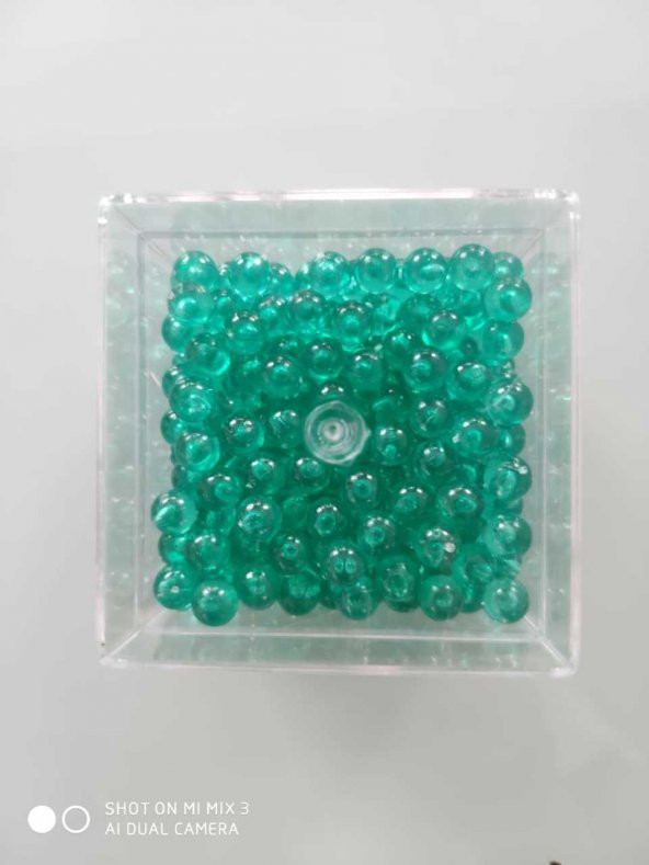 su kabağı 6 mm boncuk deliksiz yeşil özel kutusunda