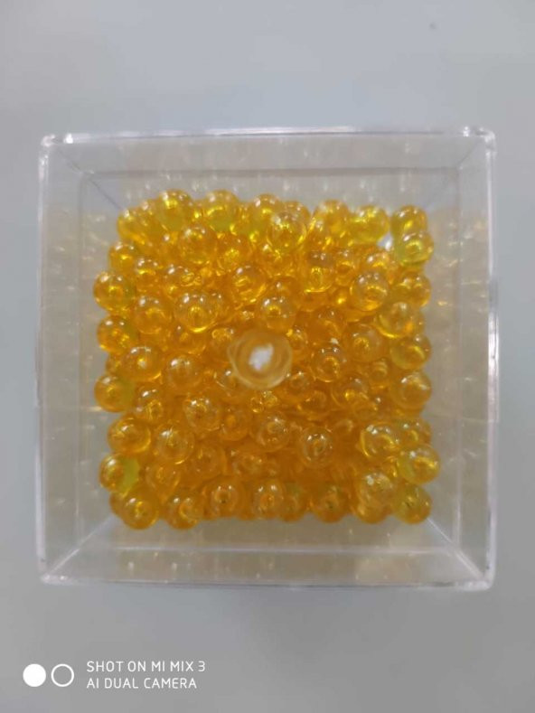 su kabağı 6 mm boncuk deliksiz açık sarı özel kutusunda