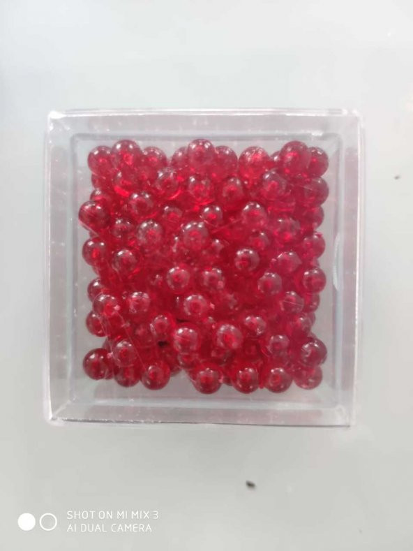 su kabağı 6 mm boncuk deliksiz açık kırmızı özel kutusunda