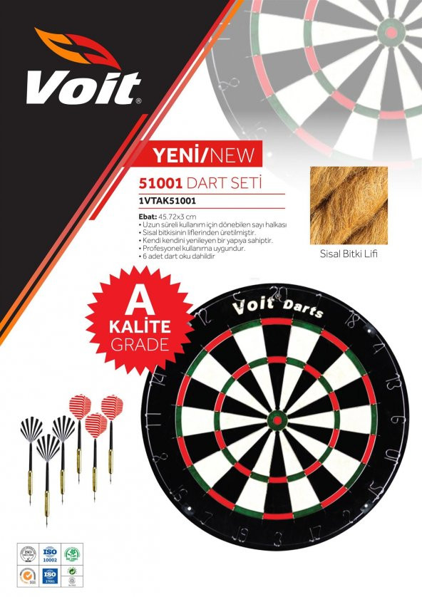 Voit 51001 Dart - 6 Oku Hediye - Sisal Profesyonel Dart - 2