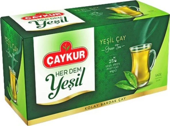 Çaykur Her Dem Yeşil Süzen Poşet Çay Sade 40gr