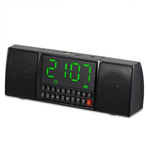 WS1515 Büyük Ekranlı Bluetoothlu Alarm Radyo USB SD Masa Saati - 1