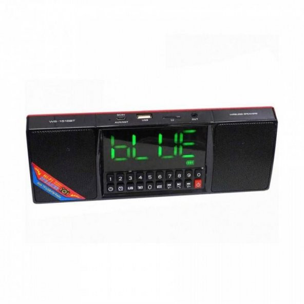 WS1515 Büyük Ekranlı Bluetoothlu Alarm Radyo USB SD Masa Saati - 2