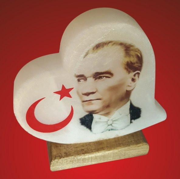 kalp şekilli, Atatürk resimli kaya tuzu lambası