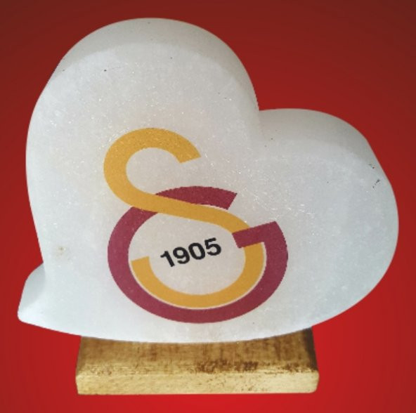 kalp şekilli, Galatasaray logolu, kaya tuzu lambası