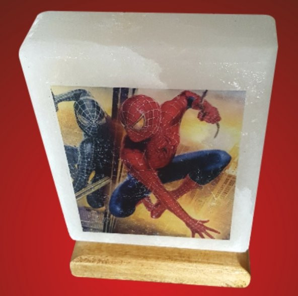 dikdörtgen şekilli, örümcek adam resimli, kaya tuzu lambası
