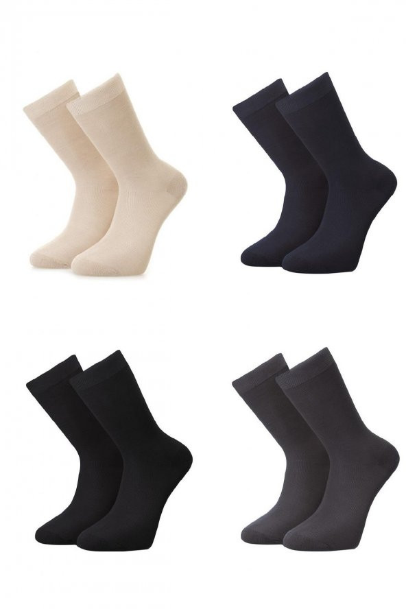 4lü Erkek  Düz Bambu Çorap 4440-B4