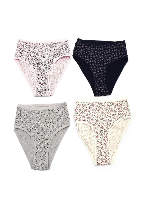 4lü Kadın Düz Desenli Maksi Külot 3142