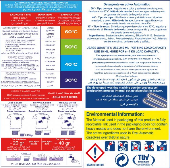 Ezel Premium Renkliler İçin Toz Çamaşır Deterjanı 9 KG - 3