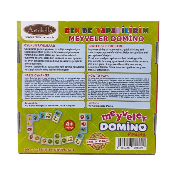 Zeka ve Dikkat Geliştiren Oyunlar I Meyveler Domino +4 Yaş - 3