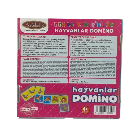 Zeka ve Dikkat Geliştiren Oyunlar I Hayvanlar Domino +4 Yaş - 3