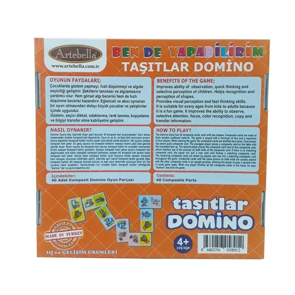 Zeka ve Dikkat Geliştiren Oyunlar I Taşıtlar Domino +4 Yaş - 3