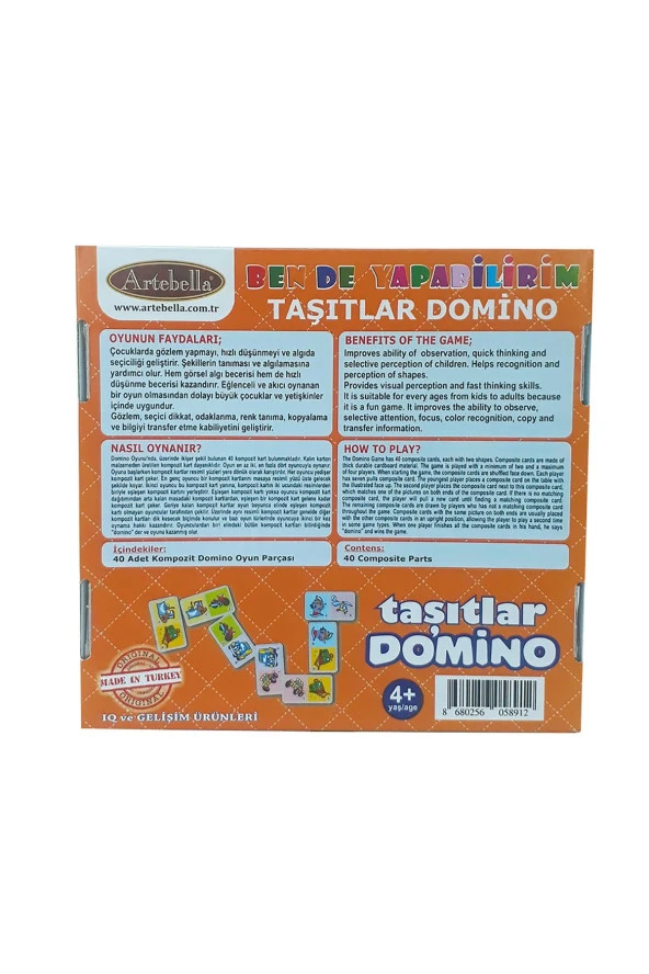Zeka ve Dikkat Geliştiren Oyunlar I Taşıtlar Domino +4 Yaş - 6