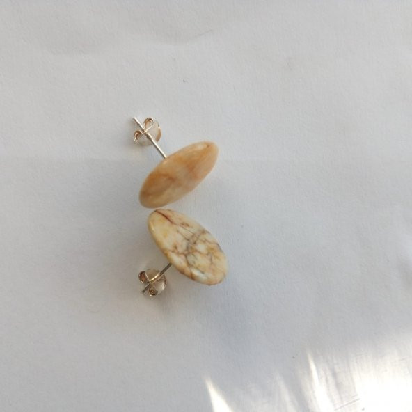 Tabî taşlı gümüş küpe (KG1). - 4