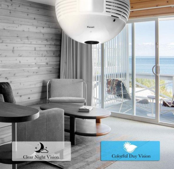 Panoramik 360° Derece Globe Ampül Led Wifi IP Kamera 64GB Hafıza Kartı Destekler - 4