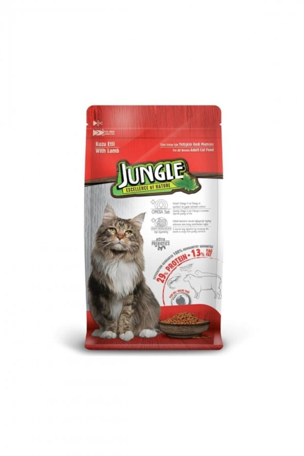 Jungle Jungle 15 kg Yetişkin Kedi Maması Kuzulu. 8681299604432