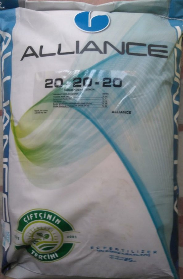 Alliance 20 20 20 Harmanlanmış NPK Gübresi Azot, Fosfor, Potasyum