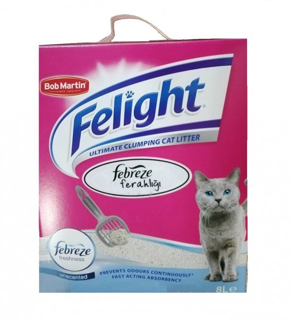 Felight Febreze Süper Beyaz Bentonit Topaklanan Kedi Kumu 8 Lt
